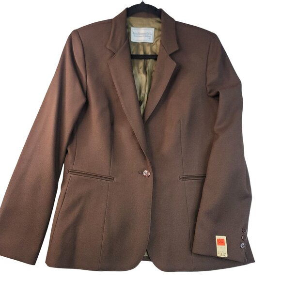 Levi Womens Blazer Size 12 Woven Single Button Brown Classic Deadstock Vintage - Picture 1 of 9